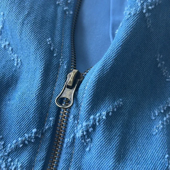Kirious Los Angeles Blue Denim Textured Zip Back Top Excellent Condition Size XS - Picture 6 of 9